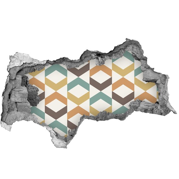 3D sticker gat in stenen muur Geometrische patronen op de muur