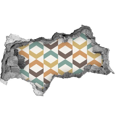 3D sticker gat in stenen muur Geometrische patronen op de muur