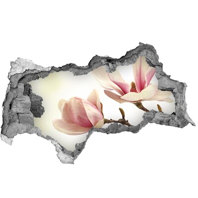 3D muursticker gescheurde muur Magnoliabloem in beton