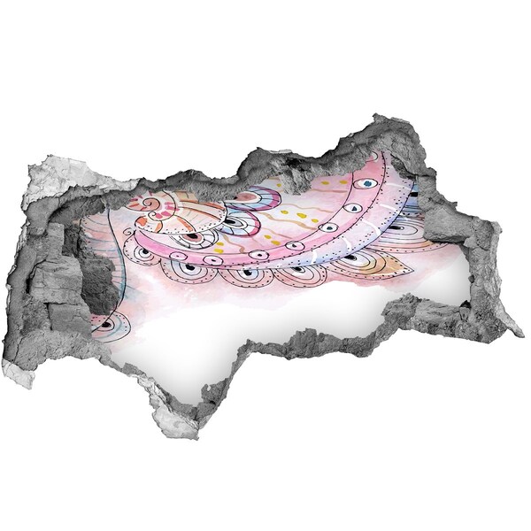 Zelfklevende 3D wandsticker illusie Kleurrijk patroon op een betonnen achtergrond