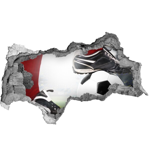 Zelfklevende 3D wandsticker illusie Voetbalpassie tot ver buiten de muren