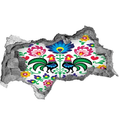 3D sticker gat in stenen muur Bloemfolklore met cantharellen