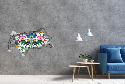 3D sticker gat in stenen muur Bloemfolklore met cantharellen