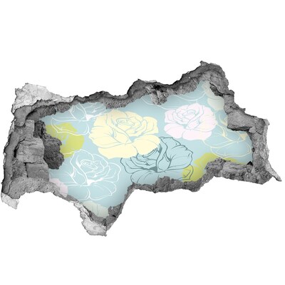 3D sticker gat in stenen muur Hole in the Wall Bloemenmuurschildering