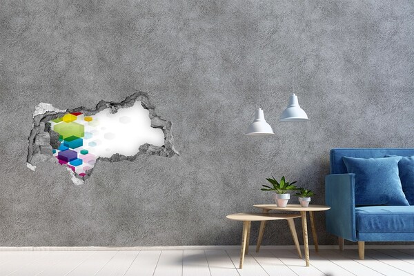 Zelfklevende 3D wandsticker illusie Moderne abstractie in beton