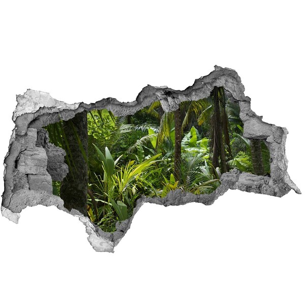 Zelfklevende 3D wandsticker illusie Tropische jungle achter de muur
