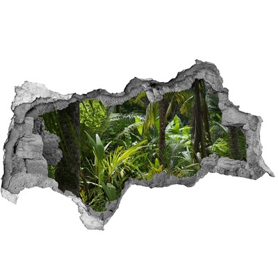 Zelfklevende 3D wandsticker illusie Tropische jungle achter de muur
