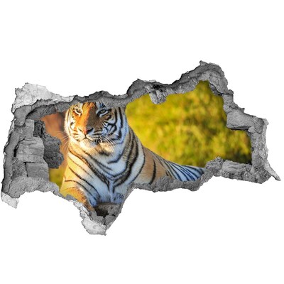 Zelfklevende 3D wandsticker illusie Tijger in zijn natuurlijke habitat