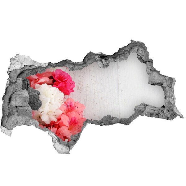 3D sticker gat in stenen muur Een bloemenparadijs achter de muur