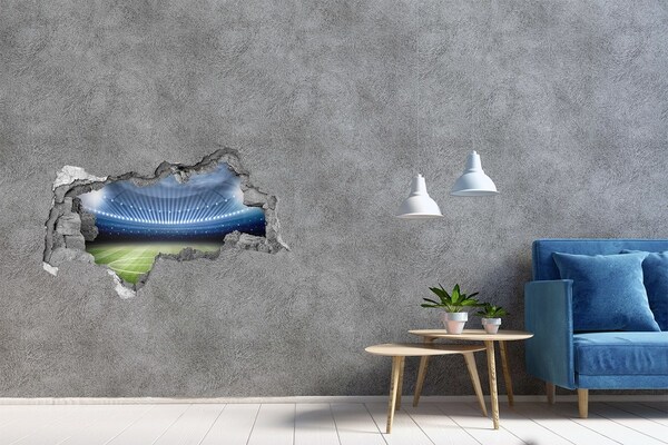 Wandsticker 3D doorkijk Het voetbalstadion in actie.