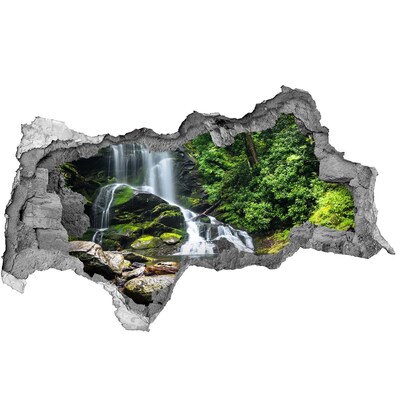 Zelfklevende 3D wandsticker illusie Waterval in het bos