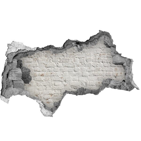 Wandsticker 3D doorkijk Beschadigde bakstenen muur