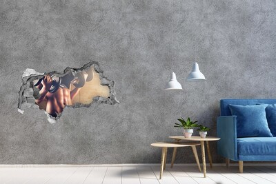 3D muursticker gescheurde muur De sportschool in actie.