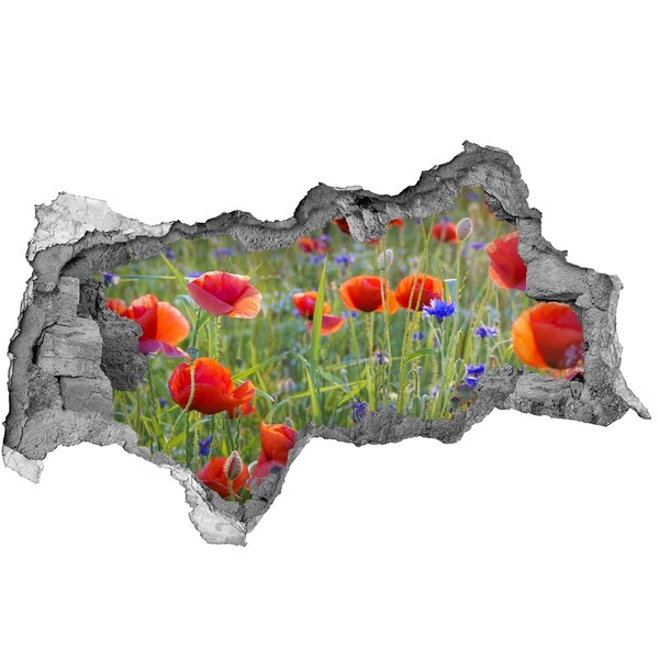 3D muursticker gescheurde muur Een bloemenparadijs achter de muur.