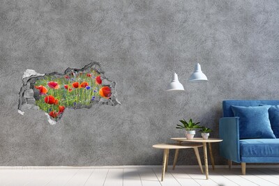 3D muursticker gescheurde muur Een bloemenparadijs achter de muur.