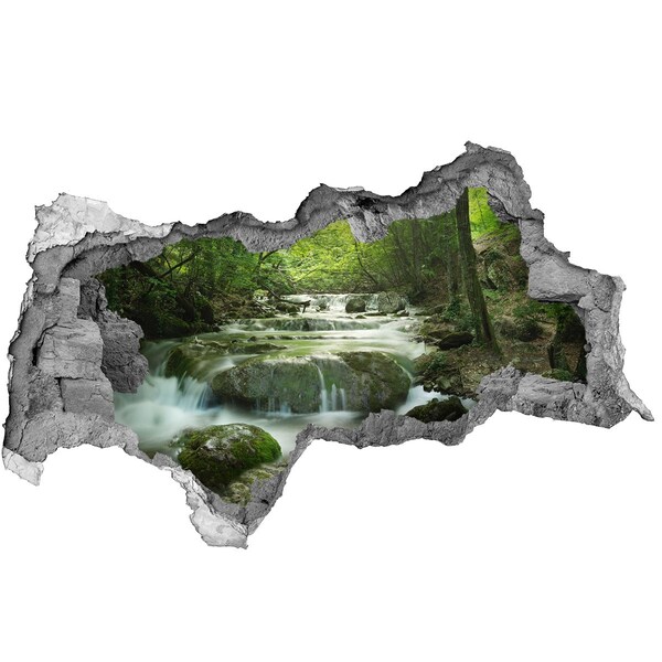 Zelfklevende 3D wandsticker illusie Groene vallei met een waterval