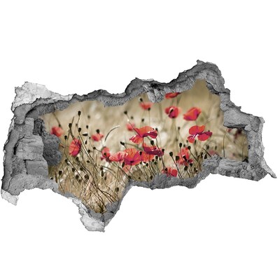 Wandsticker 3D doorkijk Een bloemenparadijs te midden van beton.