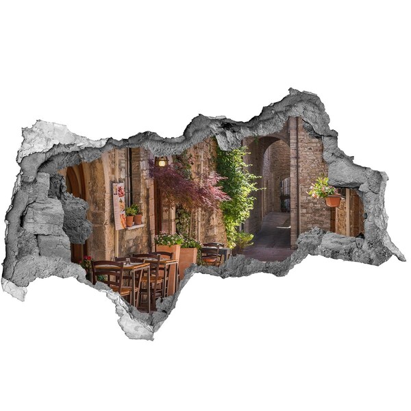 Zelfklevende 3D wandsticker illusie Een charmante straat in de stad