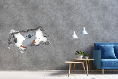 3D muursticker gescheurde muur Koala in een gat in de muur