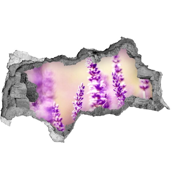 3D muursticker gescheurde muur Lavendelbloemen in een gebroken muur