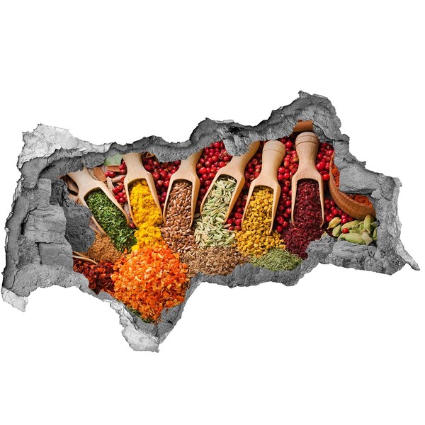 Wandsticker 3D doorkijk Een keuken vol kruiden