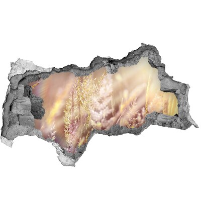 Wandsticker 3D doorkijk Bloemenweide achter de muur