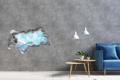 3D muursticker gescheurde muur De onderwaterwereld in blauw