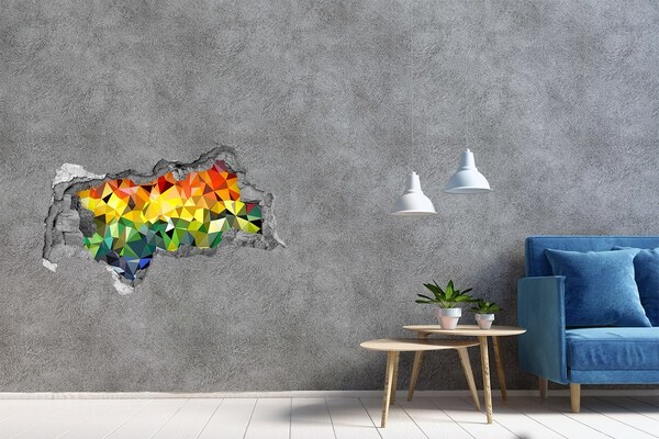3D sticker gat in stenen muur Kleurrijk gat in de muur