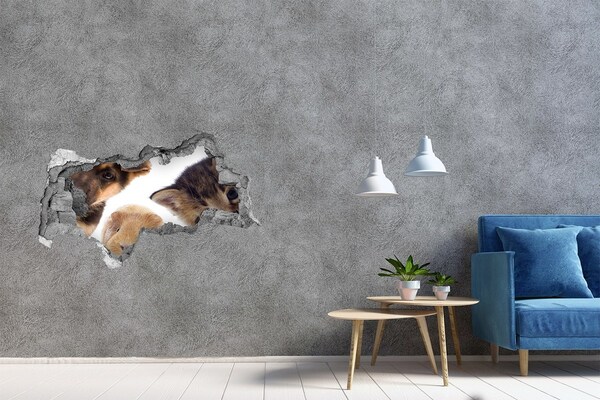 3D sticker gat in stenen muur Dieren van buiten de muur