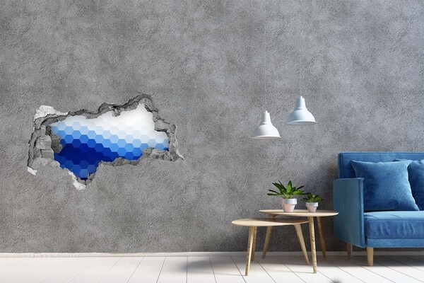 3D sticker gat in stenen muur Gat naar de blauwe oceaan