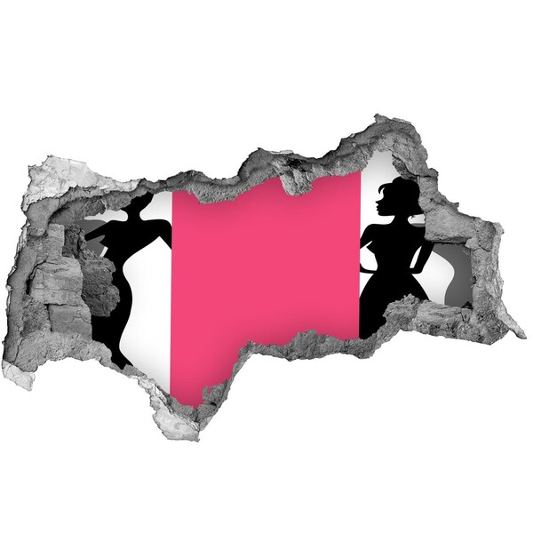 Zelfklevende 3D wandsticker illusie Stijlvol figuur in een klein café.