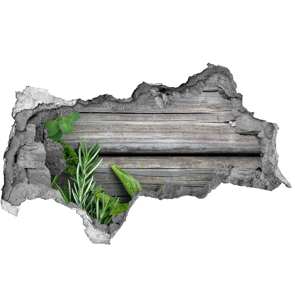 3D muursticker gescheurde muur Een beschadigde muur met een houten vloer.