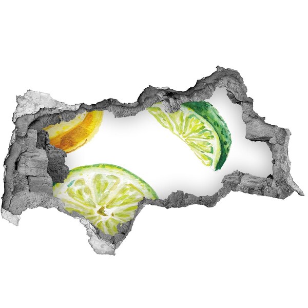 Zelfklevende 3D wandsticker illusie Citroen Gat in de Muur