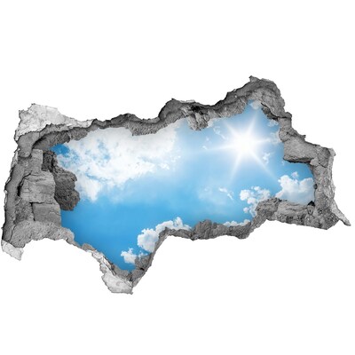 3D muursticker gescheurde muur Blauwe lucht met wolken