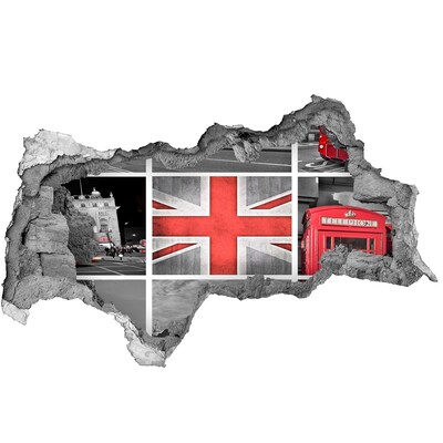 Wandsticker 3D doorkijk Het Britse landschap in een gat in de muur