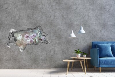 3D muursticker gescheurde muur Bloemen in een betonnen gat