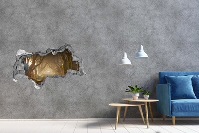 3D sticker gat in stenen muur Een pad tussen de bomen
