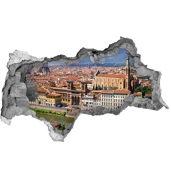3D muursticker gescheurde muur Uitzicht op Florence