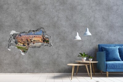 3D muursticker gescheurde muur Uitzicht op Florence