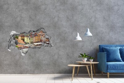 3D muursticker gescheurde muur Het Oude Stadsplein van Warschau