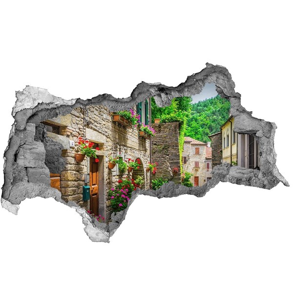 Zelfklevende 3D wandsticker illusie Een charmante straat in de stad