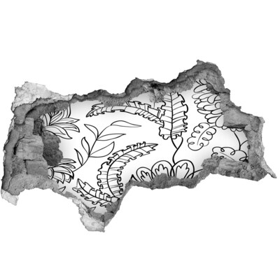 Wandsticker 3D doorkijk Tropische vegetatie in een gat in de muur