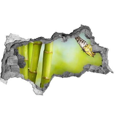 3D muursticker gescheurde muur Vlinder in de bamboetuin