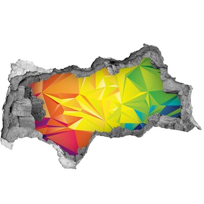 3D sticker gat in stenen muur Een kleurrijke explosie in een betonnen gat