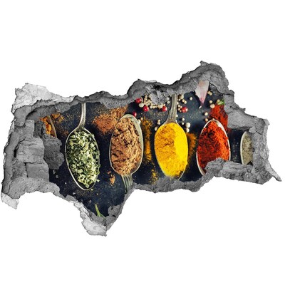 Wandsticker 3D doorkijk Kleurrijke specerijen in de keuken