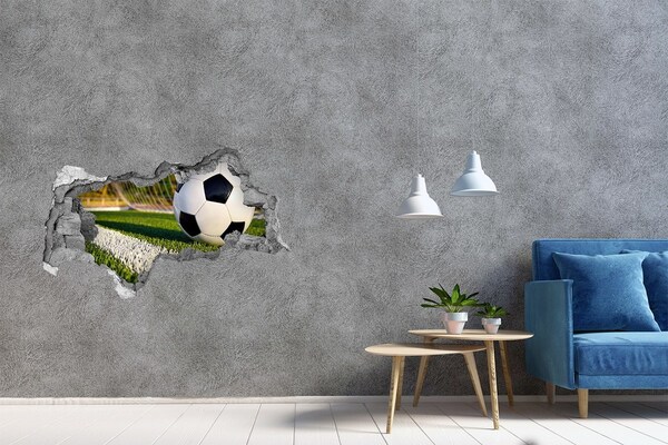3D muursticker gescheurde muur Voetbal in actie