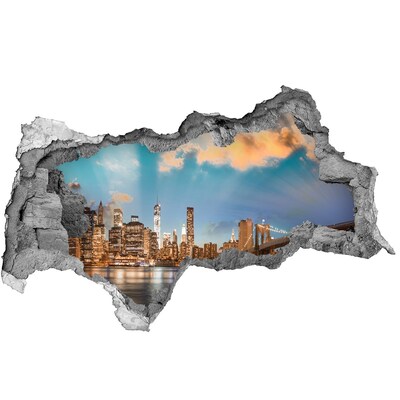 Zelfklevende 3D wandsticker illusie Uitzicht op New York