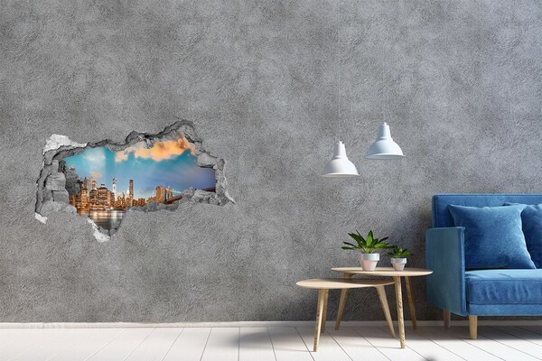 Zelfklevende 3D wandsticker illusie Uitzicht op New York