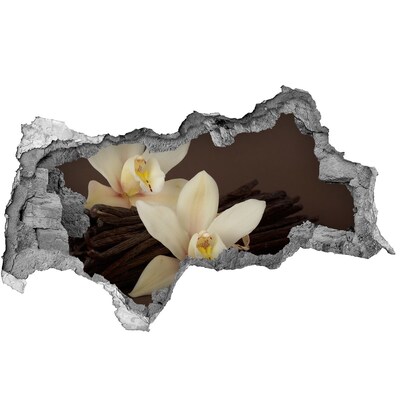 Zelfklevende 3D wandsticker illusie Orchideeën in een beschadigde muur
