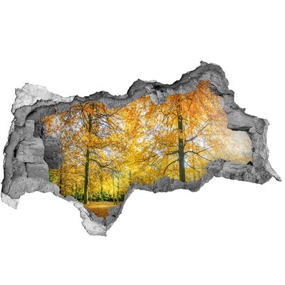 3D muursticker gescheurde muur Gouden herfst in het bos